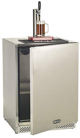 Bull Outdoor Products Outdoor Rated Kegerator – 304 Stainless Steel Single Tap Beer Fridge with Digital Temperature Control, Front Venting, and Locking Door – Built-In or Freestanding