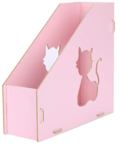 Stehsammler Holz Buchhalter Schreibtisch Tisch Organizer Buchstütze für Büro Arbeitszimmer Zuhause Bürobedarf Sammler Dokumenten Halter Bücher Organisator Buchständer Zeitschriftensammler Rosa