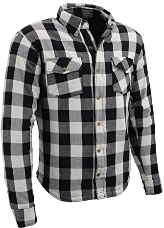 Milwaukee Leather MPM1633 Men's Plaid Flannel Biker Shirt with CE Approved Armor - Reinforced w/Aramid Fiber - X-Large Multi