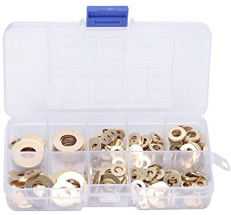 Vikye 360-teilige Flachdichtungen aus Messing, M2 bis M10, Flachwaschmaschine, Unterlegscheibe