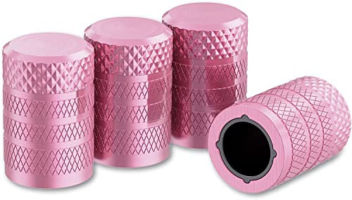 CKAuto Reifenventilkappen, rosa, 4 STK./Packung, eloxiertes Aluminium Reifenventilkappen-Set, korrosionsbeständig, universelle Ventilkappen für Autos LKWs Motorräder Geländewagen und Fahrräder