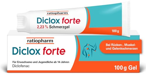 Diclox forte, das stärkste Schmerzgel von ratiopharm, 100 g | Lindert akute Rücken- und Gelenkschmerzen effektiv mit Diclofenac in der doppelten* Wirkstoffkonzentration