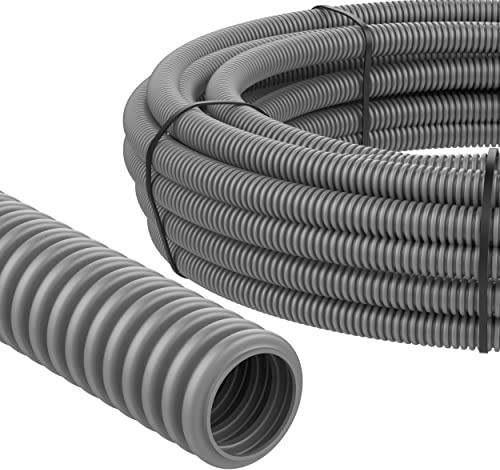 AUPROTEC Flexrör, kabelrör, oslitsat, 2 till 50 m, tomrör för jordkabel/flexrör, UV-beständig/kabelskyddsslang/kabelslang grå - innerdiameter 14 mm, längd 5 m