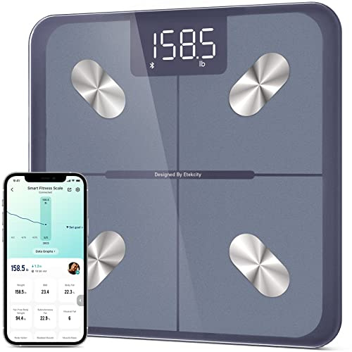 Etekcity Smart Scale for Body Weight and Fat Percentage, Digital Bathroom Accurate Weighing Machine for People's BMI Muscle, Bluetooth Electronic Body Composition Monitor Syncs with App, 400lb