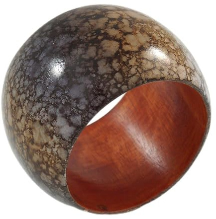 Avalaya Tjockt brett brunt/svart marmoreffekt träarmband - 19 cm L/stort, Trä