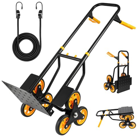 SHZOND Stair Climber Hand Truck, Heavy-Duty Hand Truck Dolly 330 Lbs Capacity, Foldable Trolley Stair Climber Cart with 12.2 x 11.6 Nose Plate and 6 Wheels