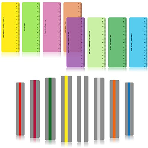 Lot de 16 bandes lumineuses pour la lecture et le suivi de la dyslexie pour enfants - Règle de superposition de dyslexie - Règle de suivi de la lecture colorée (8 pièces A + 8 pièces)