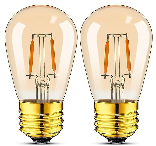 Hcnew Lampadina E27 LED Bianco Caldo 2200K 1W Equivalente lampadine da 10 Watt ST45 S14 lampadine a filamento LED Vintage Edison Catena di luce Ambra Vetro 220V-240V, non dimmerabile, 2pcs Pack