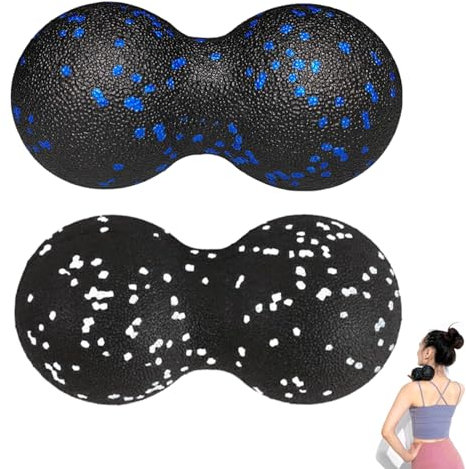 2 Stücke Rücken Wirbelsäule Faszienball Peanut Ball Therapieball Massage Balls Geeignet zur Linderung Verschiedener Muskelkater in Armen zur Dehnung der Faszien (Weiß Blau)