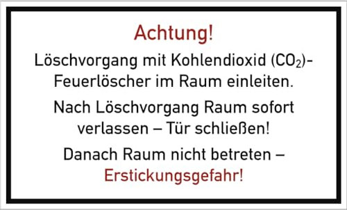 Dreifke® Löschvorgang mit CO2-Feuerlöscher im Raum, PVC-U selbstklebend, 250x150 mm