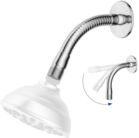 Tissting Verlängerungsrohr Dusche, Verstellbarer Drehbarer Duscharm mit 360° Schwenkfunktion, 30-60cm, Flexibler Schwanenhals für Badezimmer, Universal Adapter für Duschköpfe