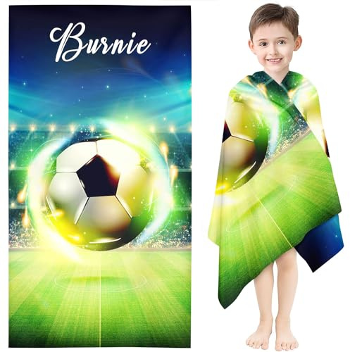Qiqumax Personalisiert Fußball Strandtuch Mit Namen, Personalisierte Handtuch Badetuch Mit Namen Mikrofaser Strandtuch Groß 80x150cm Badetuch Fußball Für Kinder (1,80 x 160 cm)