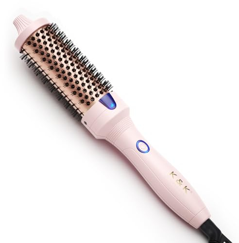 K&K 38mm Thermal Heated Round Brush for Blowout Look, Ionic Volumizer | 38MM VOLUMIZING BARREL: 38mm heated round barrel creates instant root volume and smooth blowout waves for long hair