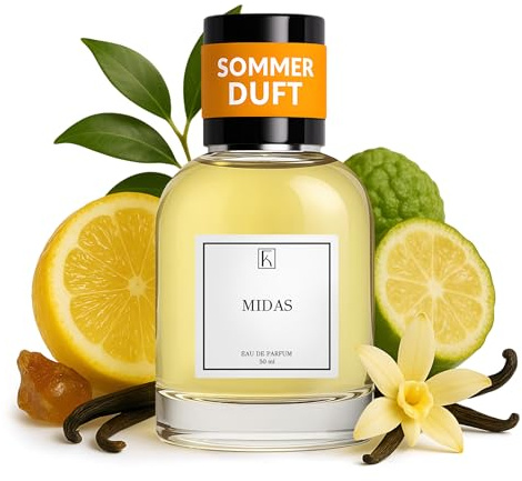 KAZAAR - MIDAS - 50ml - Eau de Parfum für Herren & Damen - Fruchtige Duftnoten von Zitrusfrüchten & warmer Ambra - mit 20% Parfümöl bis zu 8h lang anhaltender Duft - aus Schweizer Manufaktur