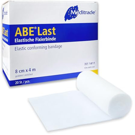 Verbandsmaterial Mullbinden 8cm x 4m – 20 Stück elastische Fixierbinde Bandage Druckverband – latexfreie Binden Verband dehnbar