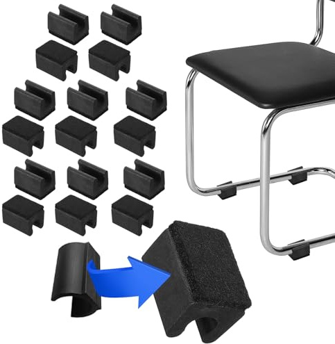 PATIKIL Puntali Per Gambe Sedia Forma U Rettangolari 10mm Con Feltro 16Pz | Scivolano Senza Rumore, Proteggono I Pavimenti In Legno, Adatti A Gambe Diametro 10 Mm, Nero