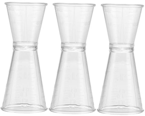 OFFSCH 3stücke Teiliges Doppelseitiges Kunststoff Cocktail Messbecher Transparente Bar Messbecher Mit Klarer Skala Doppelter Jigger Für Präzises Messen Von Zutaten Zuhause Bar Und Party