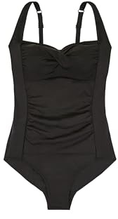 Dorina Bañador Moldeador Fiji – Ligeramente Acolchado, Sin Aros, Control Medio, Moldeado de Vientre, Detalle Frontal Retorcido, Tirantes Ajustables, Negro
