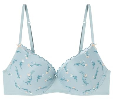 Women'secret Push Up Spring Broderie Reggiseno, Blu, 2A Donna
