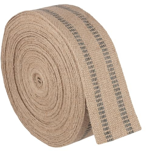 CHUENKUK Cinta de yute de 9 cm x 30 m, correa de yute con rayas negras, cinta de yute para manualidades, manualidades, decoración