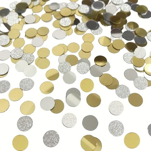 Affivia 6000 Stück Glitzer Konfetti Gold Silber, 8mm Konfetti Geburtstag, Rund Streudeko Tischdeko Hochzeit,Golden Confetti für Geburtstag,Hochzeit,Silvester,Taufe,Karneval,Weihnachtenparty Dekoration
