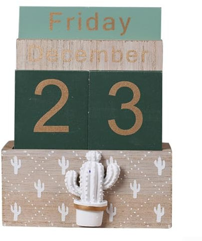 Klassischer Tischkalender aus Holz, ästhetischer Deko-Artikel mit wiederverwendbaren Funktionen (A)