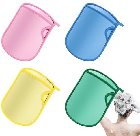 Gants De Bain | Gants De Lavage Corps 4X Réutilisables,Moufles Massage Doux Nettoyage Spa Pour Voyage Sensibles Peau Délicate Garçon Fille