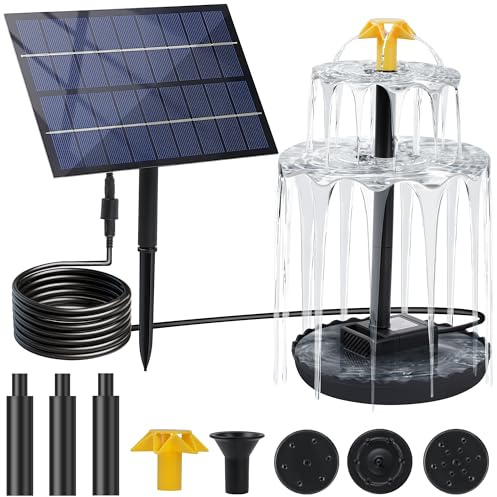 Solar Water Fountain Upgrade Solar Panel Water Fountain Adjustable Water Flow 2.8W 9V Solar Powered Water Pump for Water Feature Small Pond