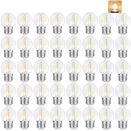 Suncan 40 stycken E27 LED varmvit 1 W för ljuskedja, plast vintage glödlampa G45 1 W LED filament lampa ersätter 5 watt Edison-glödlampa, 2 700 K, AC 220 V