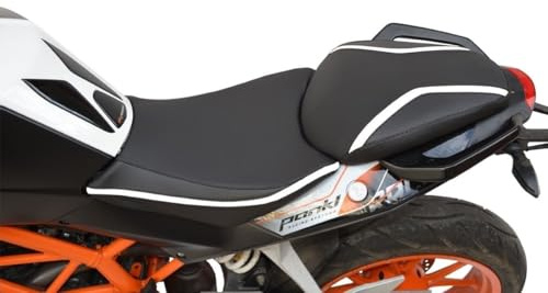 Moto Discovery Funda de Asiento Compatible con KTM Duke 125 2011-2016/200 2012-2016/250 / 390 2015-2016 Negro/Blanco