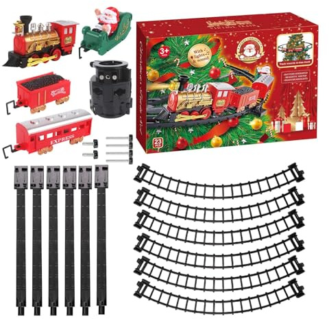 Juego de trenes para árbol de Navidad, decoración de interiores con luz y