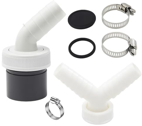 2 Pack Washing Machine Hose Connectors, Washing Machine Waste Pipe Connectors, Heavy-Duty PVC 30/40mm Drain Pipe Adapter Set with Stainless Steel Clamps for Dishwasher & Laundry Appliance Drainage