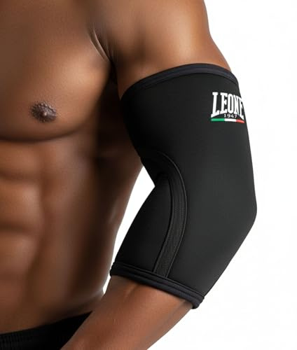LEONE 1947 LIFTER Gomitiere Compression – Supporti Gomiti Unisex Adulto – nero/L - Fasce Elastiche per Allenamento e Sollevamento Pesi – Cod. AC802