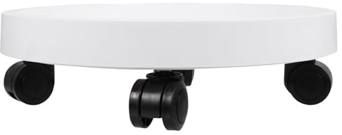 Angoily Support à roulettes pour Pots de Fleurs Robuste et Épais Blanc 28 Cm, Plateau Roulant Jardin Intérieur et Extérieur, Chariot Mobile roulettes Silencieuses Haute Capacité de Charge