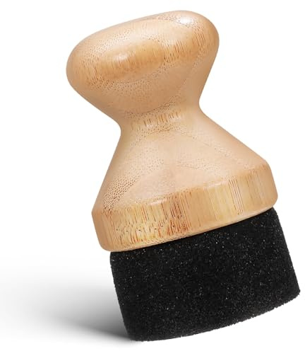 COLLBATH Applicateur de Cire et Huile pour Planches à Découper en Bois Manche en Bambou Naturel Brosse en Mousse Douce Taille 5X5X85 CM Outil d'entretien la Cuisine pour Blocs de