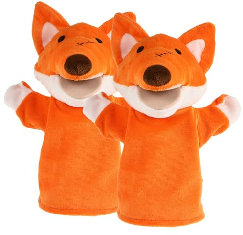 WEKAMOS 2 Stück Plüsch Fuchs Handpuppen für Erwachsene Interaktives Kinderspielzeug zum Geschichtenerzählen Weiches und Langlebiges Material Puppentheater