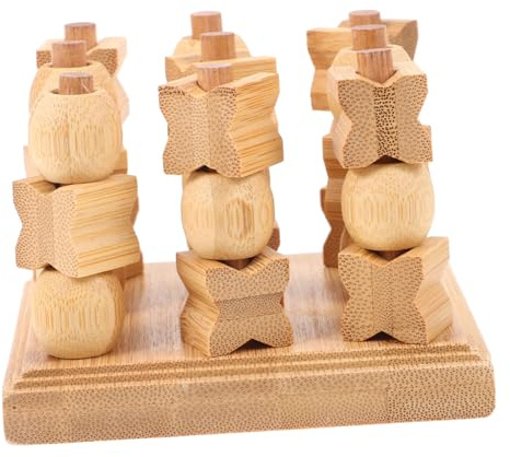 Alasum Jeu de Société en Bois 3D Quatre en Ligne Jeu de Réflexion Éducatif pour Garçon et Filles et Adultes Plateau Poli et Lisse Familial Montessori en Bois Solide
