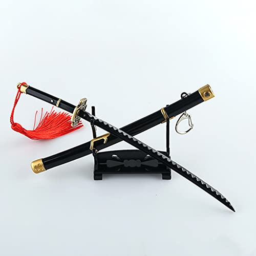 Miniatur Schwert Brieföffner Zinklegierung Katana Schlüsselanhänger Anime Geschenk für Fans & Sammler Inklusive Scheide und Ständer