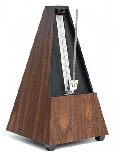 Wittner Metronom Taktell Pyramidenform System Maelzel Serie 802K - Mit Glocke - Mit Plexiglasdeckel - Nussbaum-Maserung - Mechanisch zum Aufziehen - Keine Batterien erforderlich - Made in Germany