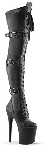 Pleaser FLAMINGO-3028 Blk STR Faux Leather/Blk Matte UK 5 (EU 38)