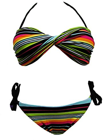 Maillot de Bain Femme 2 pièces Deux Femme Bikini Bandeau Noir et Multicolore Plusieurs Tailles