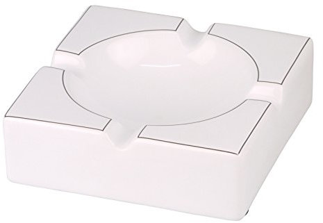 Keramik Zigarrenascher 4 Ablagen weiß glänzend Silberrand inkl. Lifestyle-Ambiente Tastingbogen