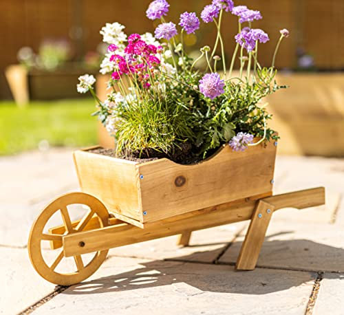 Garden Mile Woodland Wheelbarrow Planter Garden Ornament Outdoor Decoration Planting Patio Decor Ornamental Suitable for Plants & Flowers XL