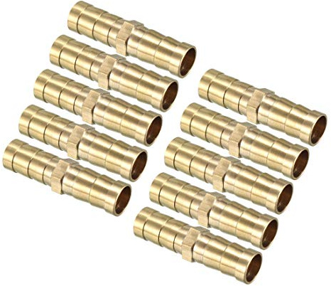 sourcing map 10mm Messing Schlauchtülle, Rohrverschraubung Kupplung Anschluss Adapter für Luft Gas Wasser Kraftstoff 10 Stück