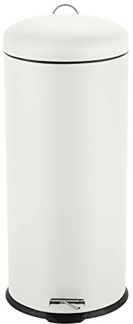 Ribelli 30L Mülleimer aus Edelstahl, Treteimer mit Inneneimer, Soft Closing Mülltrennung Abfalleimer Müllbehälter Papierkorb Mülltonne, Rund (beige)