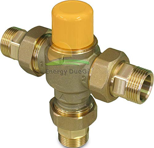 Valvola deviatrice termostatica solare; connessioni 3/4 maschio a tenuta piana, taratura 48°C