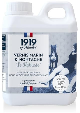 1919 BY MAULER - Vernis Marin & Montagne « Le Robuste » - Satiné Incolore - 1L - Bois Extérieur et Peinture - Résistance extrême intempéries & UV