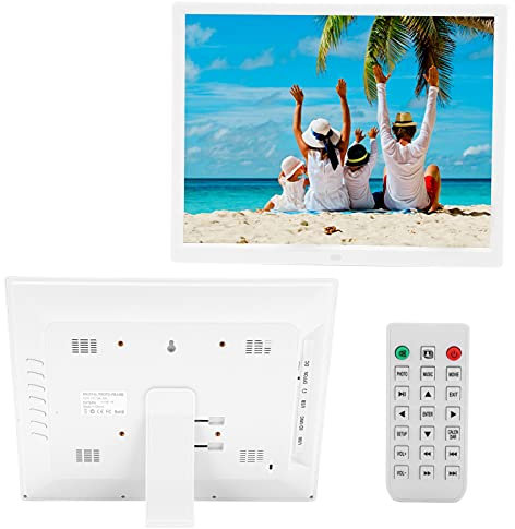 Goshyda 15 Zoll Digitaler Bilderrahmen, 1024 X 768 4:3 Hochauflösendes Elektronisches Fotoalbum mit Knopf und Fernbedienung, Kalender, Weckerfunktionen, Unterstützung für SD-Karte, USB(EU)
