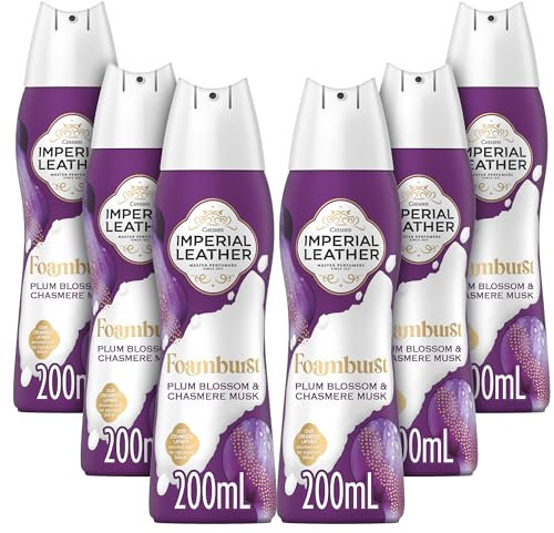 Imperial Leather Foamburst Relaxing Shower Gel, Plum Blossom & Cashmere Musk Body Wash, Luxurious Foam Lather, Gentle Skin Care, Bulk Buy, Pack of 6 x 200ml