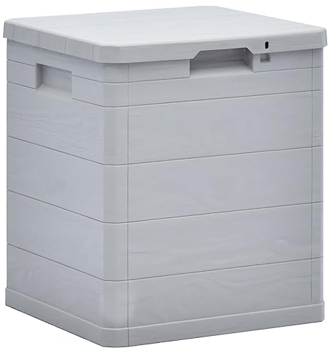 homiuse Garten-Aufbewahrungsbox 90 L Hellgrau Auflagenbox Gartenbox Aufbewahrungstruhe Gartentruhe Garten Wasserdicht Kissenbox Outdoor Wasserdicht Wetterfestem Abschließbar mit Holzoptik